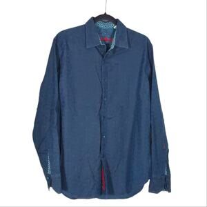 EUC Robert Graham Dark Green Dress Shirt Sz M